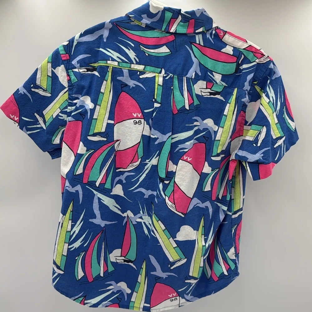 Vineyard Vines boys Blue Sailboat Print Shirt - Picture 3 of 3